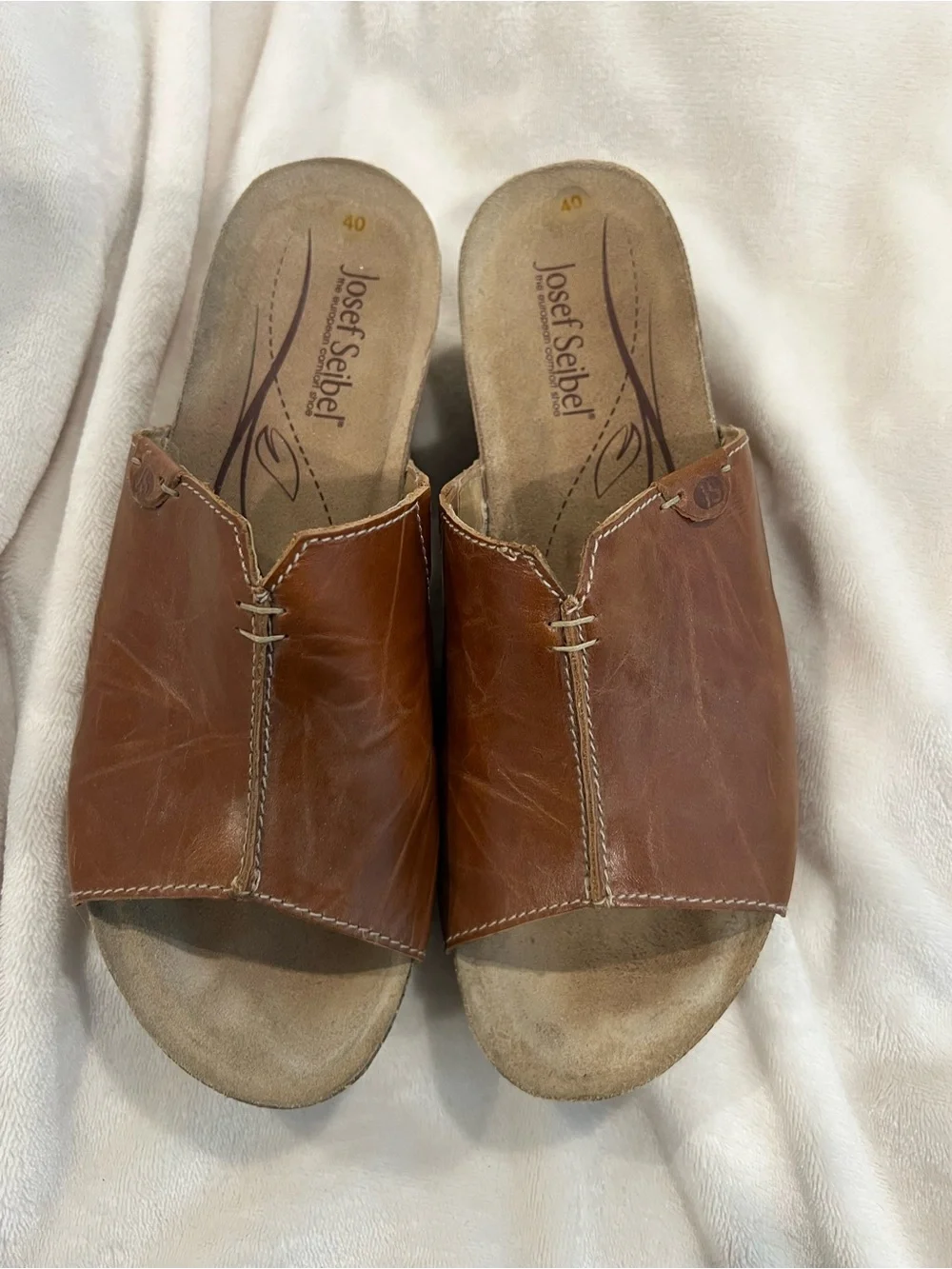 Josef Seibel Meike Brown Leather Slides